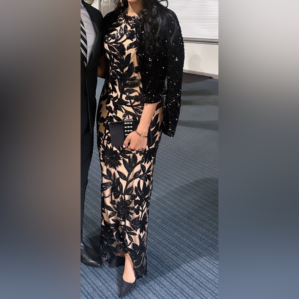 Fashion Nova Black and Cream Wedding Guest Prom Formal Evening Gown Dress